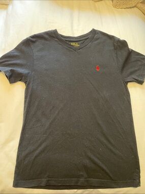 Polo by Ralph Lauren Black Short‑Sleeve V‑Neck Tee with Red Pony